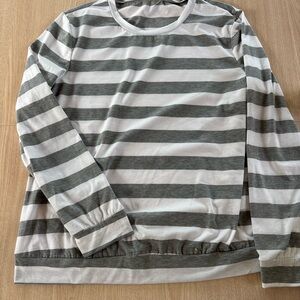 SHEIN Gray and White Striped Top